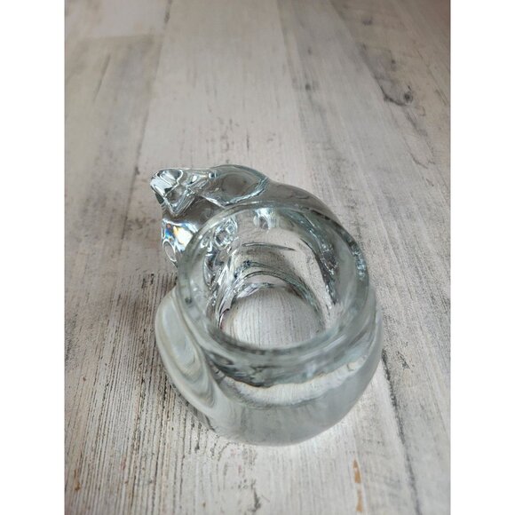 Avon clear curled up cat tea light candle holder home decor - Picture 4 of 6